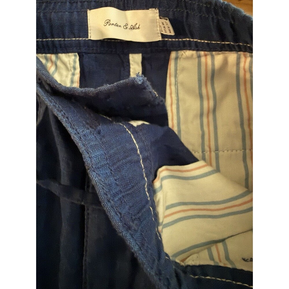 Porter & Ash Royal Blue Linen Blend Drawstring Shorts Mens M/32 Casual Preppy - Picture 12 of 15